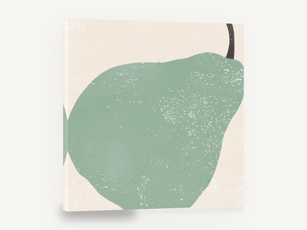 Sage Pear Block, green pear block print kitchen, kitchen canvas wall art print ready to hang