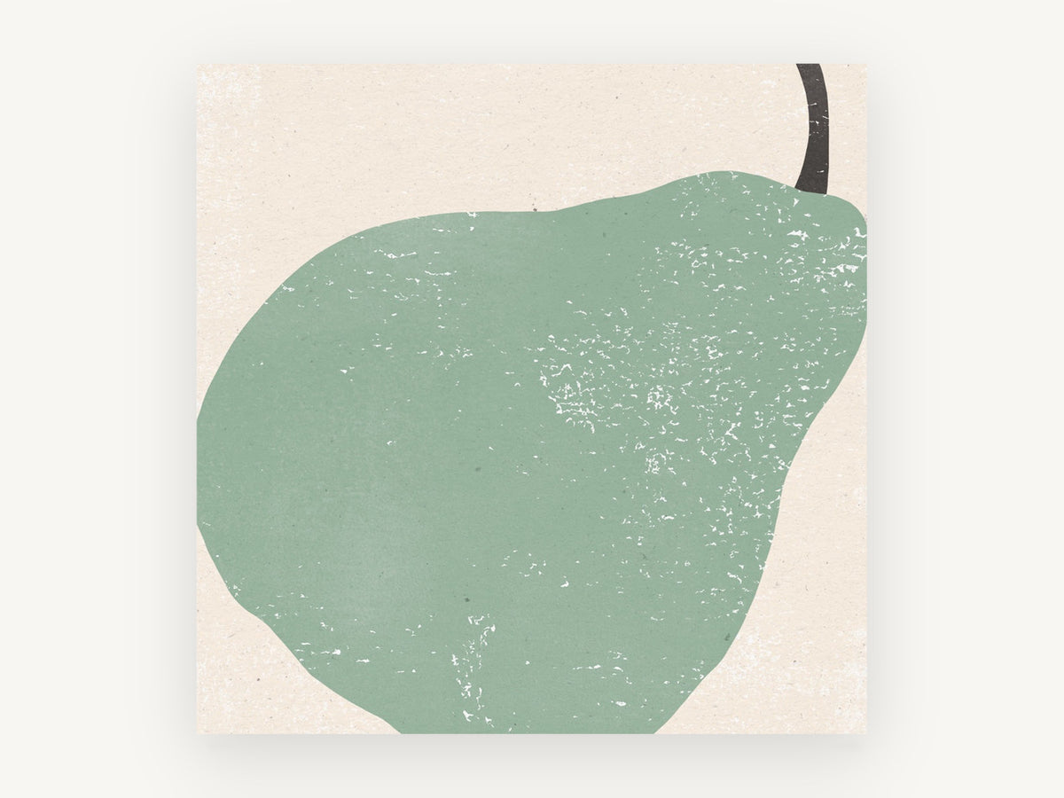 Sage Pear Block, kitchen canvas wall art print, front view