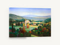 Cypress Valley Village, hilltop village valley landscape painting, landscape canvas wall art print ready to hang