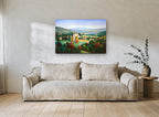 Cypress Valley Village landscape canvas print on the wall of a living room