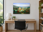 Cypress Valley Village landscape canvas print on the wall of a study