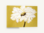 Ivory Bloom on Ochre, white flower ochre yellow painting, floral canvas wall art print ready to hang