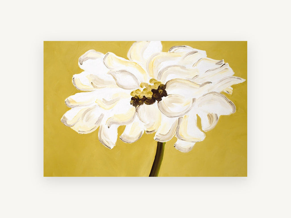Ivory Bloom on Ochre, floral canvas wall art print, front view