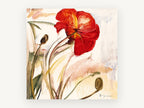 Crimson Poppy Bloom, floral canvas wall art print, front view