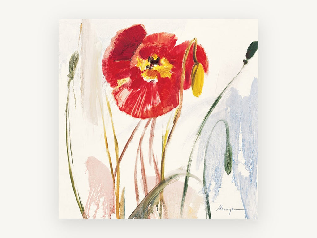 Scarlet Poppy Drift, floral canvas wall art print, front view