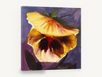 Golden Pansy Glow, yellow pansy floral oil style painting, floral canvas wall art print ready to hang