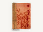 Rust Leaf Newsprint, rust red leaf botanical, floral canvas wall art print ready to hang