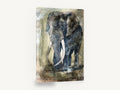 Weathered Bull Elephant, elephant mixed media portrait, animal canvas wall art print ready to hang