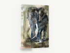 Weathered Bull Elephant, elephant mixed media portrait, animal canvas wall art print ready to hang