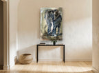 Weathered Bull Elephant animal canvas print on the wall of a hallway