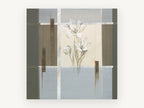 Tulips in Grey Panels, floral canvas wall art print, front view