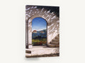 Arch to the Valley, stone archway countryside view painting, landscape canvas wall art print ready to hang