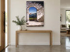 Arch to the Valley landscape canvas print on the wall of a entry hall