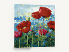 Poppies Against Blue Sky, red poppies blue sky impasto painting, floral canvas wall art print ready to hang