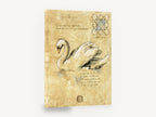 Parchment Swan Glide, vintage swan study sketch, stretched canvas wall art print ready to hang