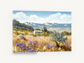Lavender Hillside Farmhouse, provence style lavender field landscape, landscape canvas wall art print ready to hang