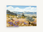 Lavender Hillside Farmhouse, provence style lavender field landscape, landscape canvas wall art print ready to hang