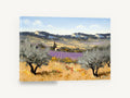 Lavender Rows Olive Grove, lavender field olive trees landscape, landscape canvas wall art print ready to hang