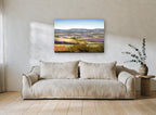 Lavender Valley Rooftop landscape canvas print on the wall of a living room