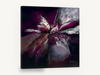 Midnight Orchid Burst, abstract purple flower splatter art, floral canvas wall art print ready to hang