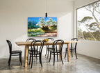 Blossom Lane in Spring landscape canvas print on the wall of a dining room
