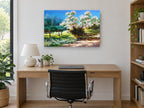 Blossom Lane in Spring landscape canvas print on the wall of a study