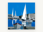 White Sails Harbour, coastal canvas wall art print, front view