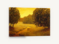 Amber Path at Dusk, golden meadow path landscape painting, landscape canvas wall art print ready to hang
