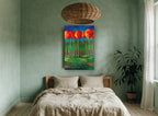 Crimson Crowns Grove landscape canvas print on the wall of a bedroom