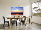 Sunset Over Still Water landscape canvas print on the wall of a dining room