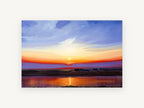 Sunset Over Still Water, sunset lake reflection landscape painting, landscape canvas wall art print, front view