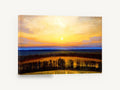 Golden Hour Fields, golden sunset over farm fields, landscape canvas wall art print ready to hang