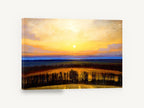 Golden Hour Fields, golden sunset over farm fields, landscape canvas wall art print ready to hang