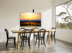 Golden Hour Fields landscape canvas print on the wall of a dining room