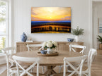 Golden Hour Fields landscape canvas print on the wall of a Hamptons dining room