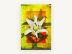 White Lily on Gold, floral canvas wall art print, front view