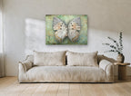 Pale Jewel Butterfly animal canvas print on the wall of a living room