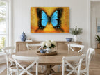 Blue Swallowtail on Amber animal canvas print on the wall of a Hamptons dining room