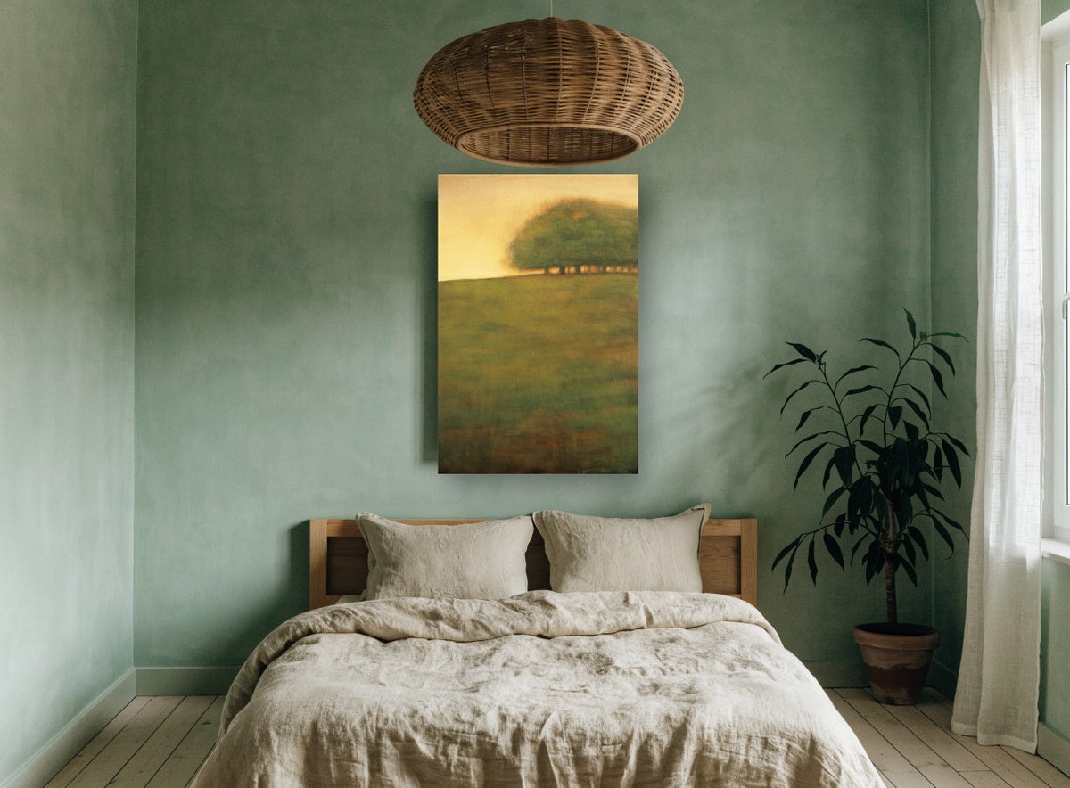 Grove at Dusk landscape canvas print on the wall of a bedroom