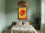 Orange Gerbera Frame floral canvas print on the wall of a bedroom