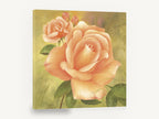 Apricot Rose Garden, apricot rose green floral painting, floral canvas wall art print ready to hang