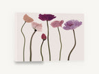 Poppy Row in Blush, pink purple poppies floral photograph, floral canvas wall art print ready to hang