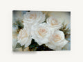 Cream Rose Cluster, white roses soft floral painting, floral canvas wall art print ready to hang