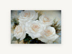 Cream Rose Cluster, floral canvas wall art print, front view