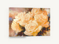 Champagne Rose Cluster, cream champagne roses floral painting, floral canvas wall art print ready to hang
