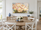 Blushed Cream Tulips floral canvas print on the wall of a Hamptons dining room