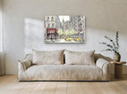 New Yorker Corner Cafe city canvas print on the wall of a living room