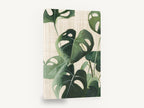 Monstera on Linen, monstera leaves painting on linen, floral canvas wall art print ready to hang