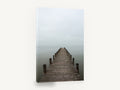 Quiet Jetty Fade, misty jetty over calm water photograph, coastal canvas wall art print ready to hang