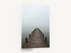 Quiet Jetty Fade, misty jetty over calm water photograph, coastal canvas wall art print ready to hang